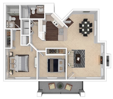 A floor plan of a house with a kitchen, living room, and bathroom.